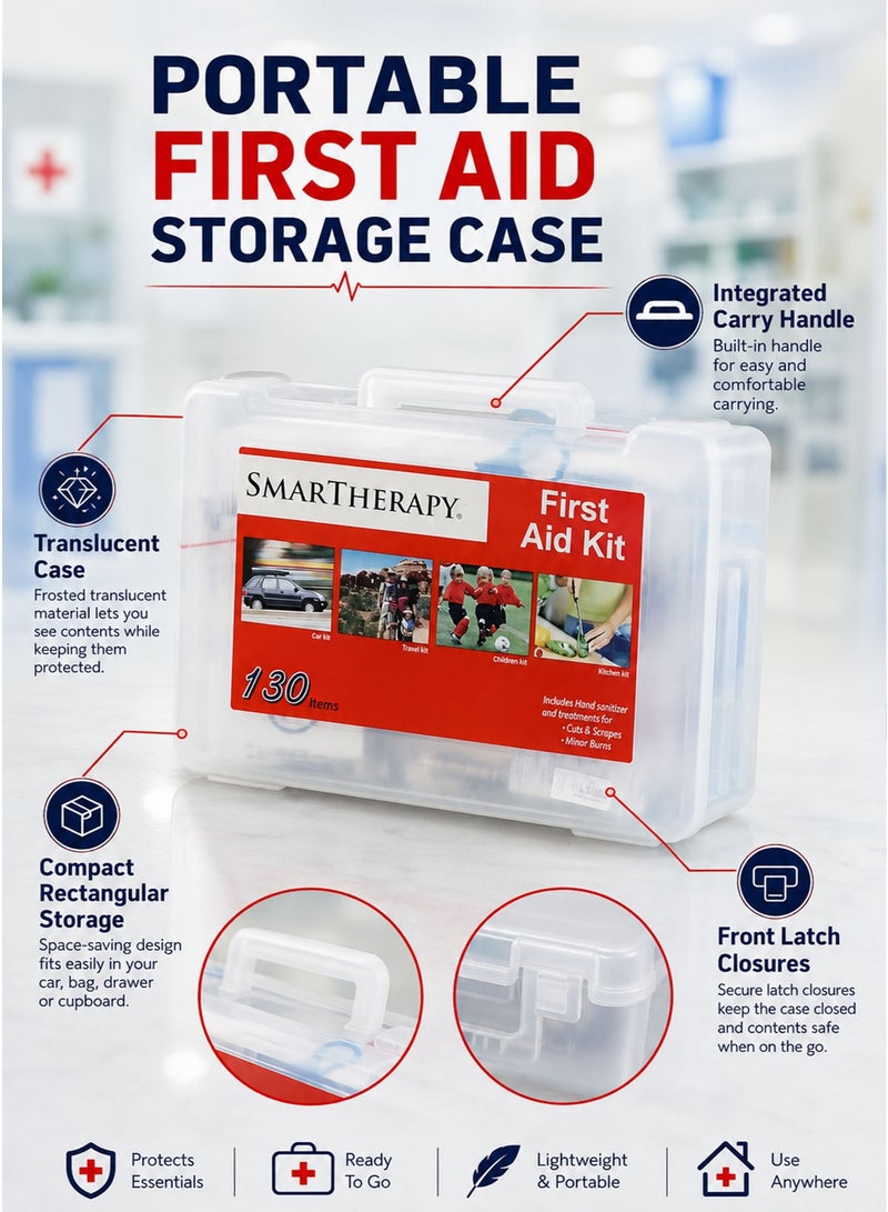 Smart Therapy First Aid Kit 130 Items with 104 Waterproof Plasters, 2 Gauza 6 cm x 4 m, 10 Pharmapad Dressings 5 cm x 5 cm, 1 Airoplast 1.25 cm x 5 m, 8 Pharmastrip, 4 Smart Therapy Eyepads and 1 Usage Guide in Portable Translucent Carry Case, Made in Egypt - Image 4