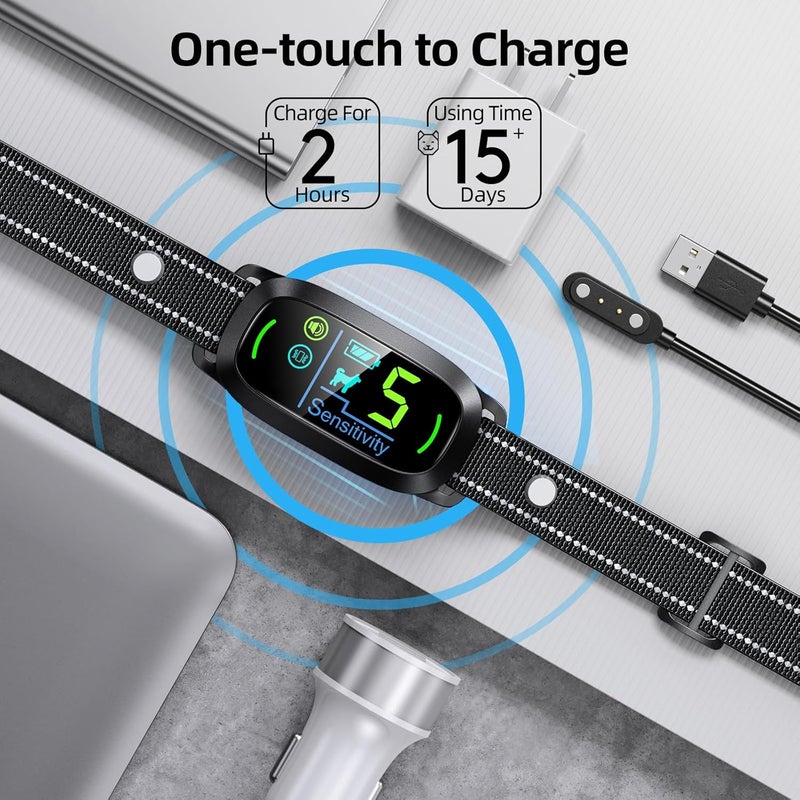 Dog Bark Collar, Rechargeable Smart Collar, Anti Barking Training Collar with 5 Adjustable Sensitivity Beep Vibration, Bark Collar for Large Medium Small Dogs (Black) - Image 4