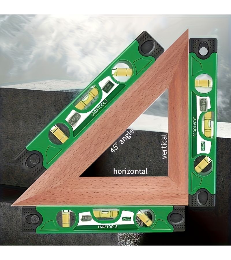 Swardman Tool 1pc Mini Torpedo Level 0 45 90 Magnetic Base Bubble Level Shock Proof Durable ABS Material Green - Image 1