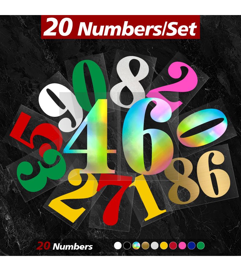 Red 2 Inch 20pcs Reflective Self Adhesive Number Decals for Car House Mailbox - Image 1
