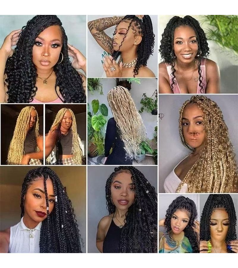 Black And Yellow 18 Inch Synthetic Bohemian Crochet Box Braids With 13 - Image 3