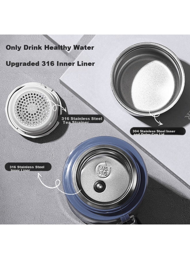 Tafuco 316 Stainless Steel Insulated Water Bottle With Tea Infuser 500ml Dark Gray T1597 - Image 3