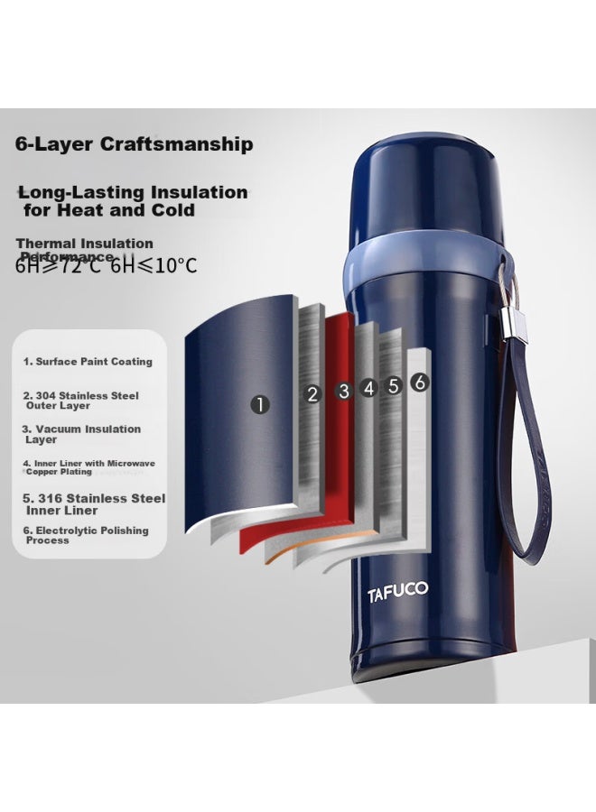 Tafuco 316 Stainless Steel Insulated Water Bottle With Tea Infuser 500ml Dark Gray T1597 - Image 4