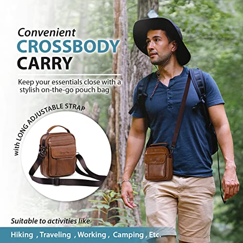 hengwin Travel Leather Crossbody Cell Phone Purse Messenger Bag Waist Pouch Fanny Pack Shoulder Handbags with Top Handle Shoulder Strap (Brown) - Image 5