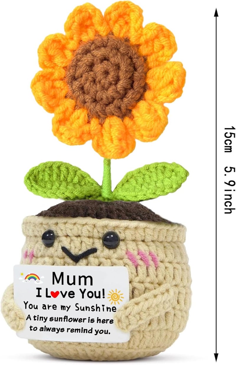 WTOPP Mum Gifts,Handmade Crochet Cute Small Sunflower Gifts,Mum Gift From Daughter Son,Mothers Day,Christmas, Birthday Present Idea - Image 2