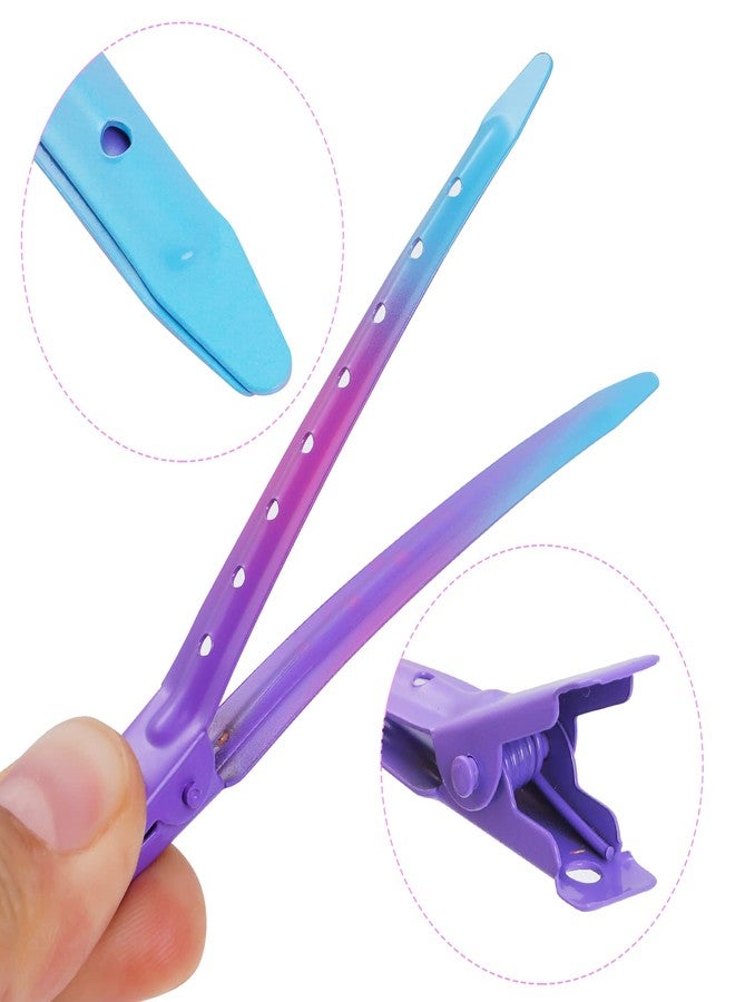 Bantoye 24 Packs Duck Bill Clips, Bantoye 3.35 Inches Rustproof Metal Alligator Curl Clips with Holes for Hair Styling, Hair Coloring, Gradient Purple - Image 3