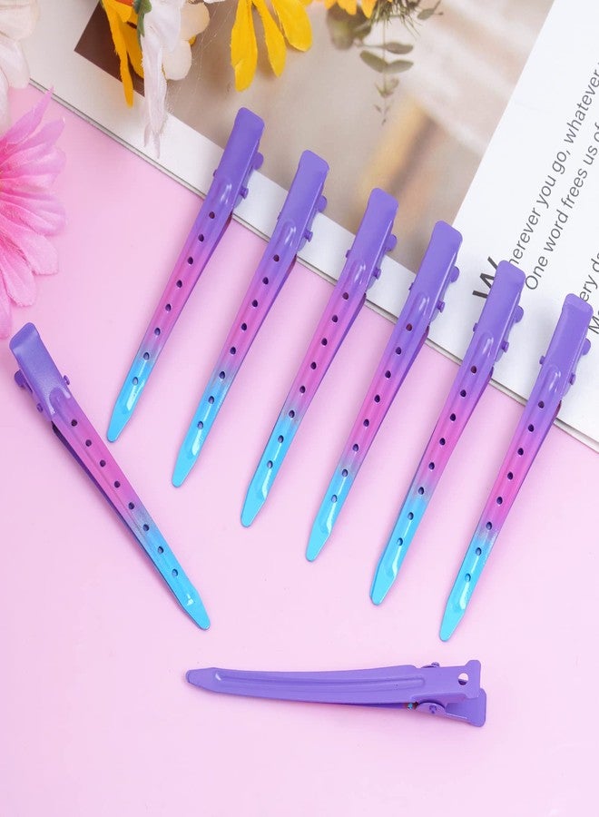 Bantoye 24 Packs Duck Bill Clips, Bantoye 3.35 Inches Rustproof Metal Alligator Curl Clips with Holes for Hair Styling, Hair Coloring, Gradient Purple - Image 5