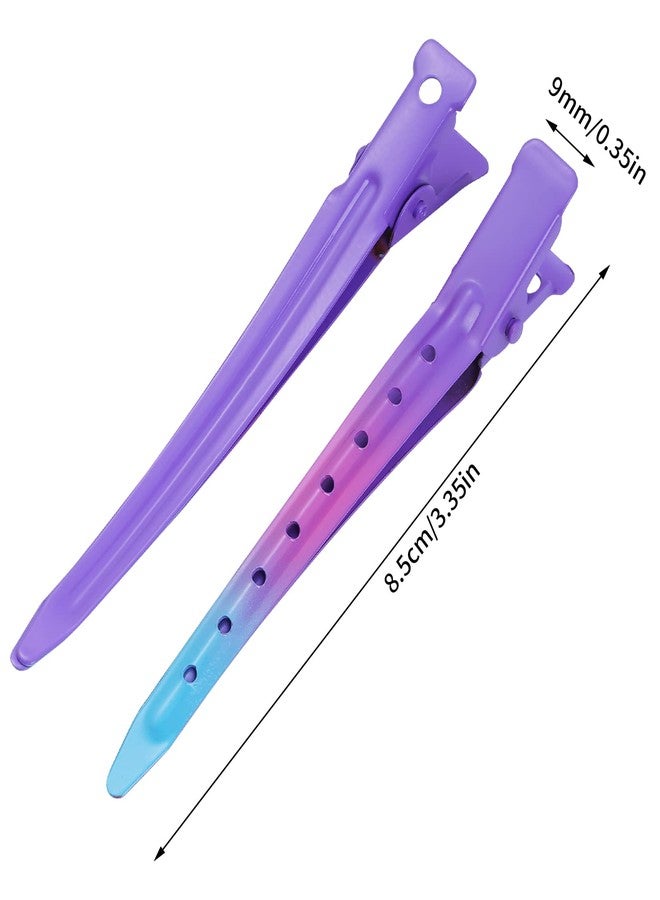 Bantoye 24 Packs Duck Bill Clips, Bantoye 3.35 Inches Rustproof Metal Alligator Curl Clips with Holes for Hair Styling, Hair Coloring, Gradient Purple - Image 2
