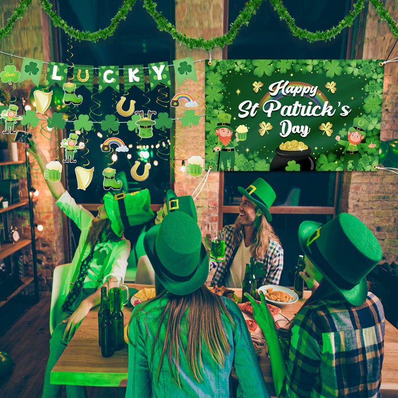 Heartome St Patricks Day Decorations, St Patricks Day Banner Decor, Large Saint Patricks Day Shamrock Photography Backdrop, 16.4FT St Patricks Day Garland, Hanging Swirls Irish Ornament for Garden Party Patio - Image 5
