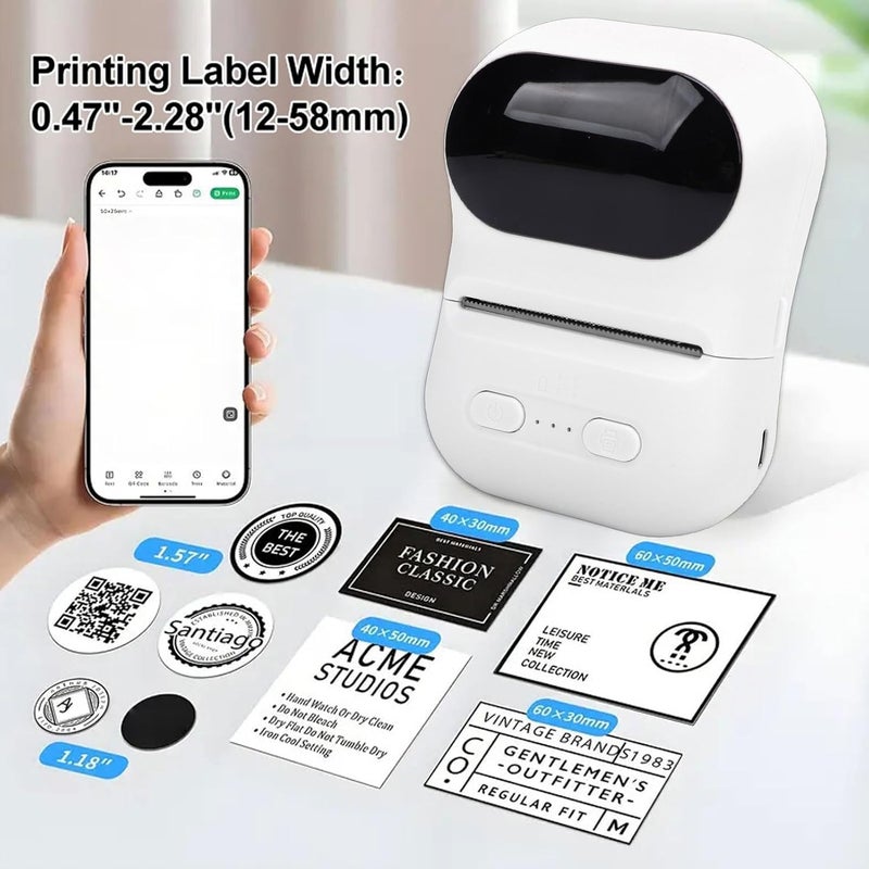 VBESTLIFE Mini Portable Thermal Printer Print Pod, Inkless Bluetooth Label Maker Machine for DIY Crafts, Journaling, Office & Home Use (White) - Image 3