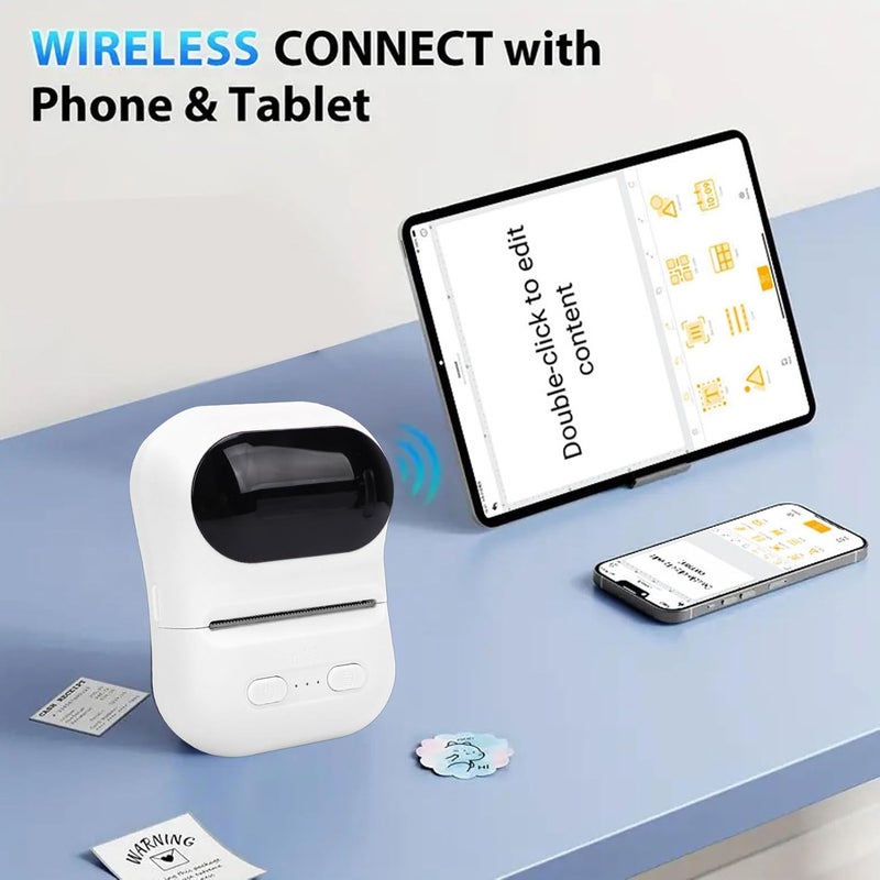 VBESTLIFE Mini Portable Thermal Printer Print Pod, Inkless Bluetooth Label Maker Machine for DIY Crafts, Journaling, Office & Home Use (White) - Image 4
