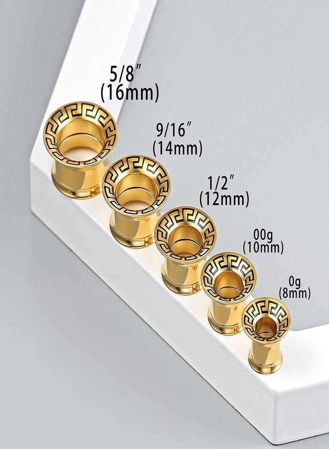 Earblity 2 PCS ear gauges horn pattern 5/8'' (16mm) cute Ear tunnels Plugs 316 Stainless Steel Gold Ear Gauges Weight ear Plugs Hypoallergenic expander Piercing Body Jewelry - Image 2