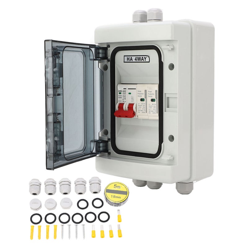 Circuit Breaker MCB Isolation Switch Protection Waterproof Distribution Box DC 500V for Outdoor 32A - Image 1