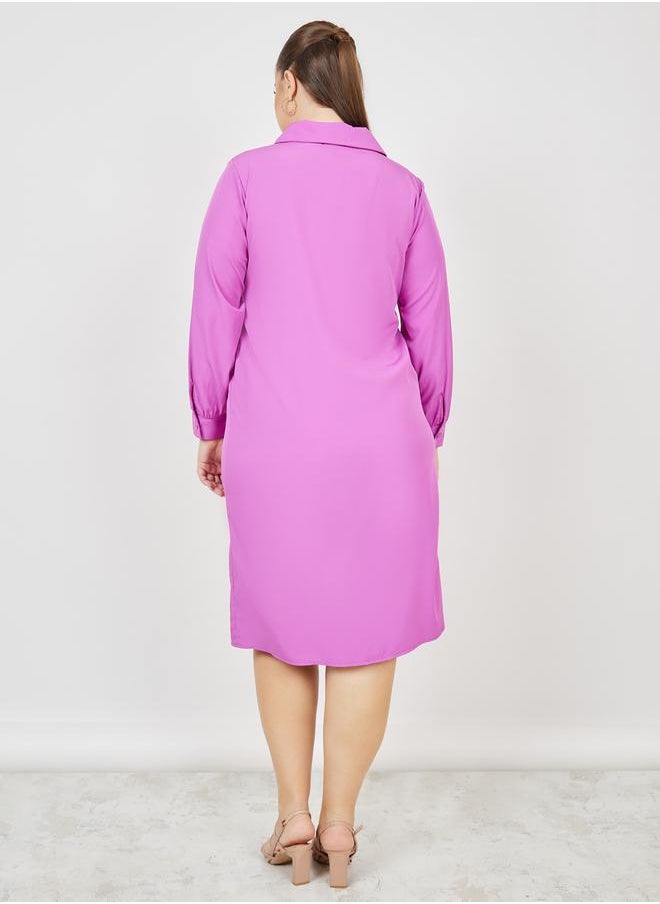 Styli - Plus Lace Detail Shirt Midi Dress - Image 1