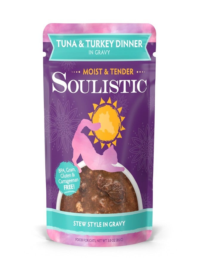 Soulistic وجبة عشاء من التونة والديك الرومي من سوليستيك، رطبة وطرية، في مرق اللحم، عبوة 8 أكياس (3 أونصة). - Image 1