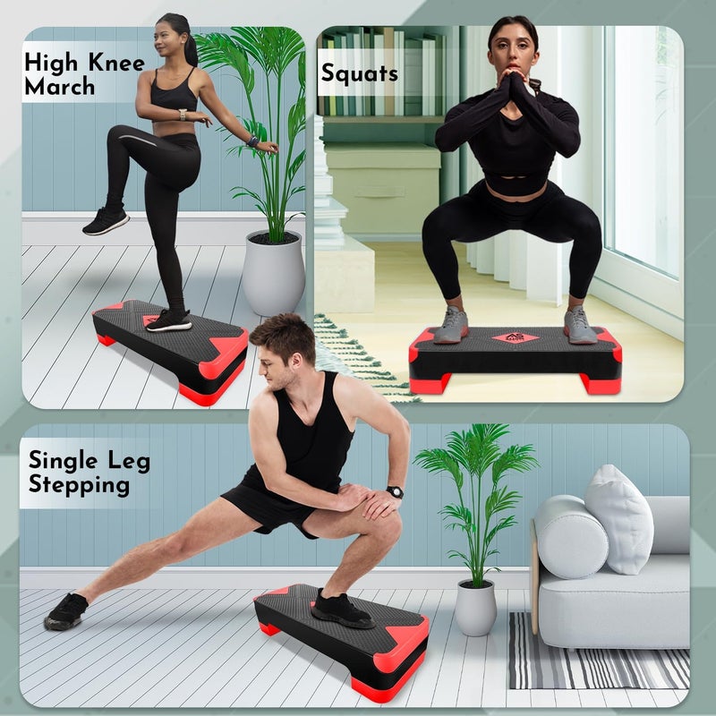Allure Sphere Aerobic Stepper For Home & Gym - Suited For Cardio, Yoga, Weights, Exercise Workout, Stretching, Fitness - Non-Slip Adjustable 2 Level Steps (L 68 x W 28 x H 10) - Image 4