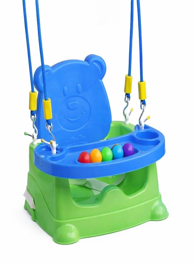 Braintastic كرسي داعم للأطفال الرضع 6 في 1، متعدد الاستخدامات: كرسي أرضي، كرسي طعام، وكرسي لعب | صينية قابلة للفصل، دعامة أمان | أخضر وأزرق - Image 1