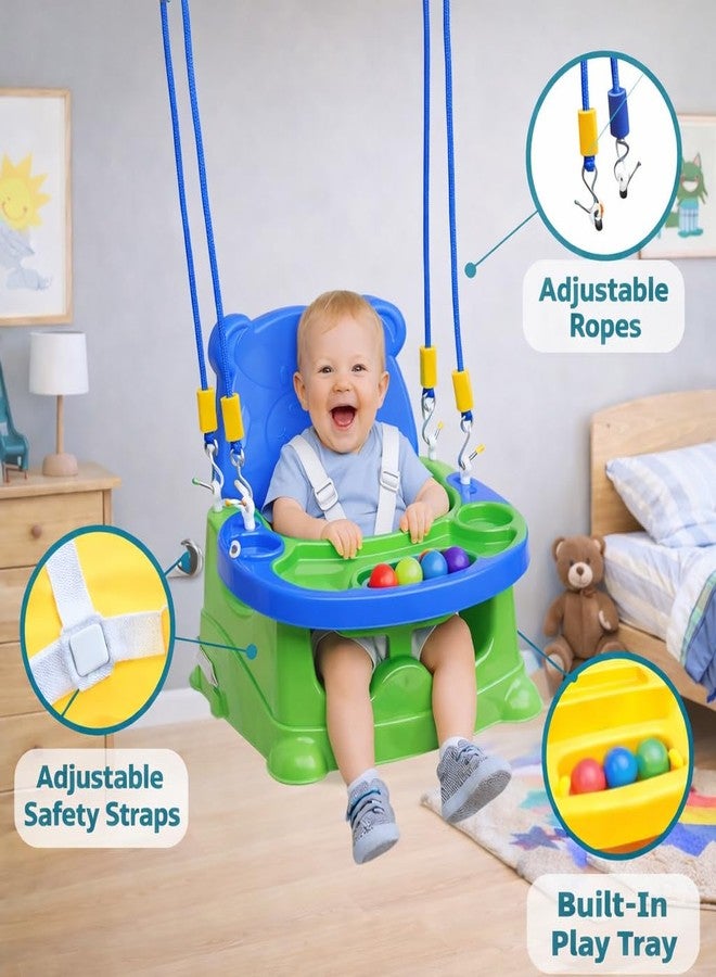 Braintastic كرسي داعم للأطفال الرضع 6 في 1، متعدد الاستخدامات: كرسي أرضي، كرسي طعام، وكرسي لعب | صينية قابلة للفصل، دعامة أمان | أخضر وأزرق - Image 2