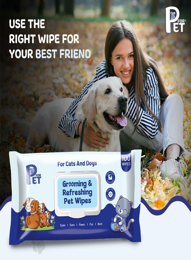 P for PET مناديل مبللة للعناية بالحيوانات الأليفة من P for PET، 300 منديل (عبوة من 3) للكلاب والقطط وجميع الحيوانات الأليفة | ماء نقي، جلسرين | مضاد للبكتيريا | مناديل منظفة ومعطرة - Image 2
