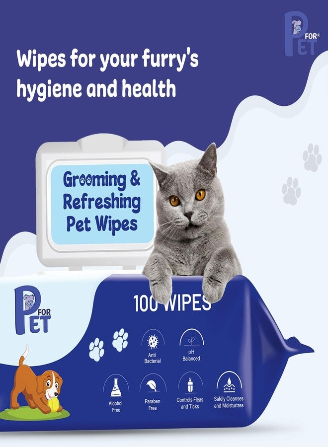 P for PET مناديل مبللة للعناية بالحيوانات الأليفة من P for PET، 300 منديل (عبوة من 3) للكلاب والقطط وجميع الحيوانات الأليفة | ماء نقي، جلسرين | مضاد للبكتيريا | مناديل منظفة ومعطرة - Image 5