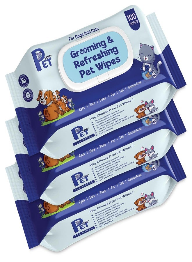 P for PET مناديل مبللة للعناية بالحيوانات الأليفة من P for PET، 300 منديل (عبوة من 3) للكلاب والقطط وجميع الحيوانات الأليفة | ماء نقي، جلسرين | مضاد للبكتيريا | مناديل منظفة ومعطرة - Image 1