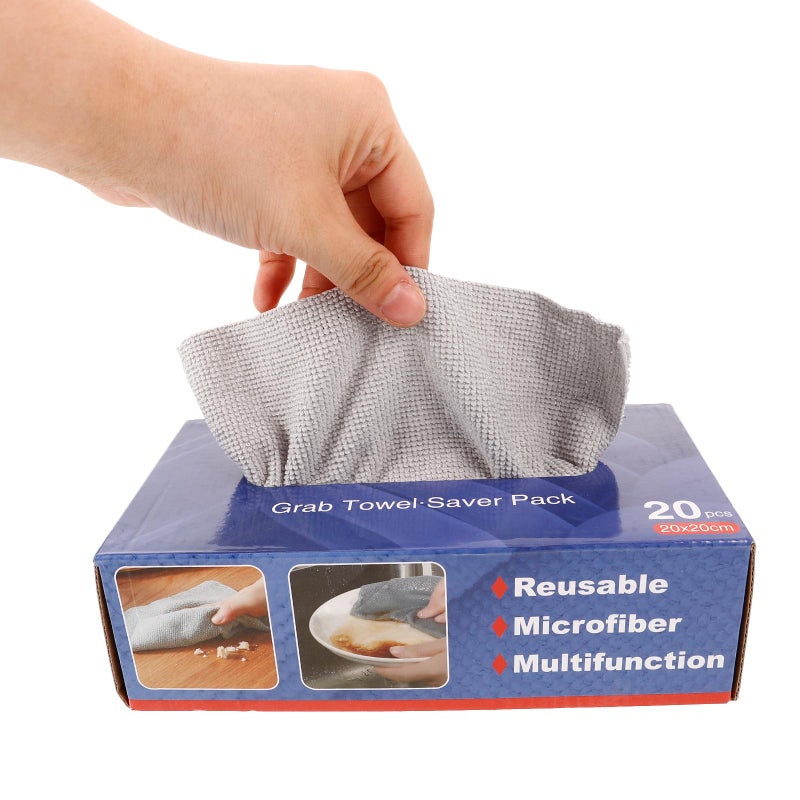 Microfiber Cleaning Cloths 20pcs Gray 20cm Reusable Washable for Kitchen Household - Image 4