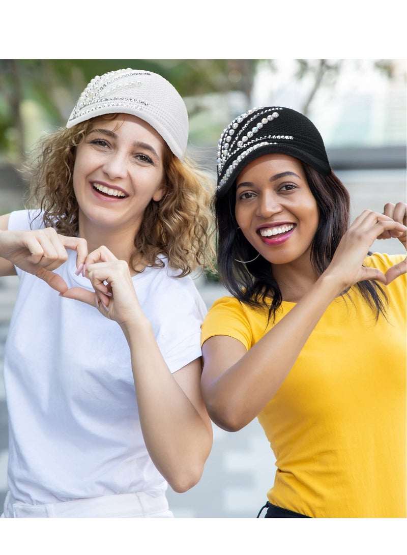 Studded Rhinestone Crystals Ponytail Hat, 2 Pieces Bling Mesh Baseball Caps Studded Rhinestone for Sports Cap Breathable Sun Hat with Women Men Summer Outdoor - Image 4
