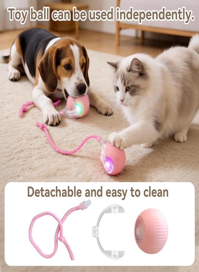 Petrizz Upgraded Rechargeable Interactive Cat Toy Ball with Hunting Cover - Smart Automatic Rolling, Obstacle Avoidance, Indoor Exercise for Cats to Release Energy & Instincts (Pink) - Image 4