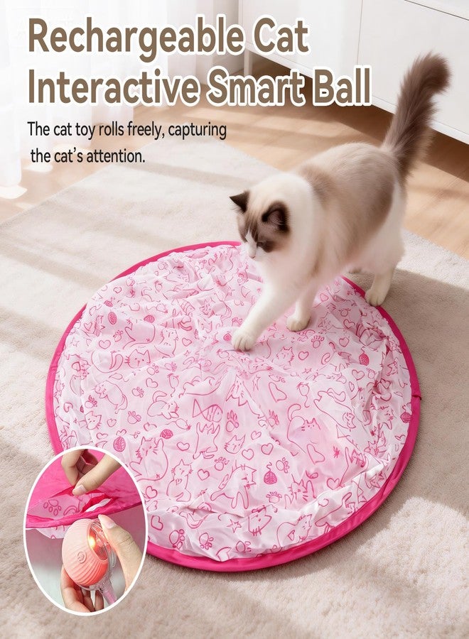 Petrizz Upgraded Rechargeable Interactive Cat Toy Ball with Hunting Cover - Smart Automatic Rolling, Obstacle Avoidance, Indoor Exercise for Cats to Release Energy & Instincts (Pink) - Image 3