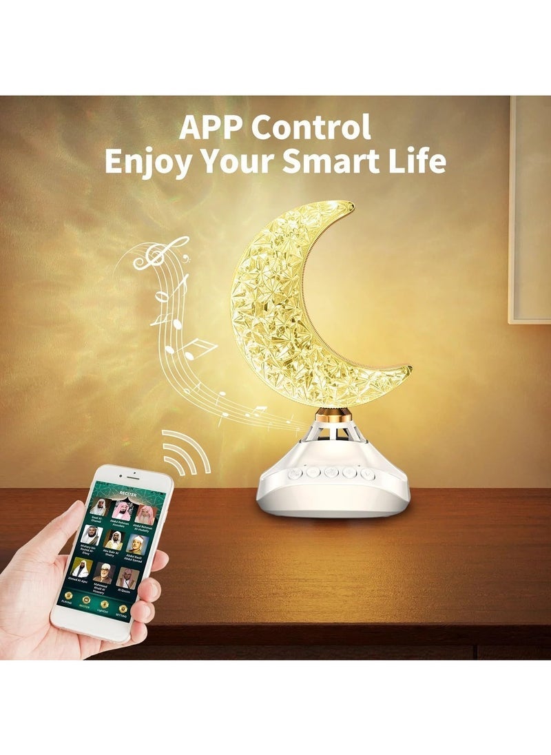 SQ-830 Holy Quran Bluetooth Speaker with Remote Control | Colorful LED Crescent Light | Quran Recitation in Multiple Languages | Wireless Portable Islamic Speaker with Azan, Dua & FM Radio | Ideal for Home, Ramadan, & Gifting