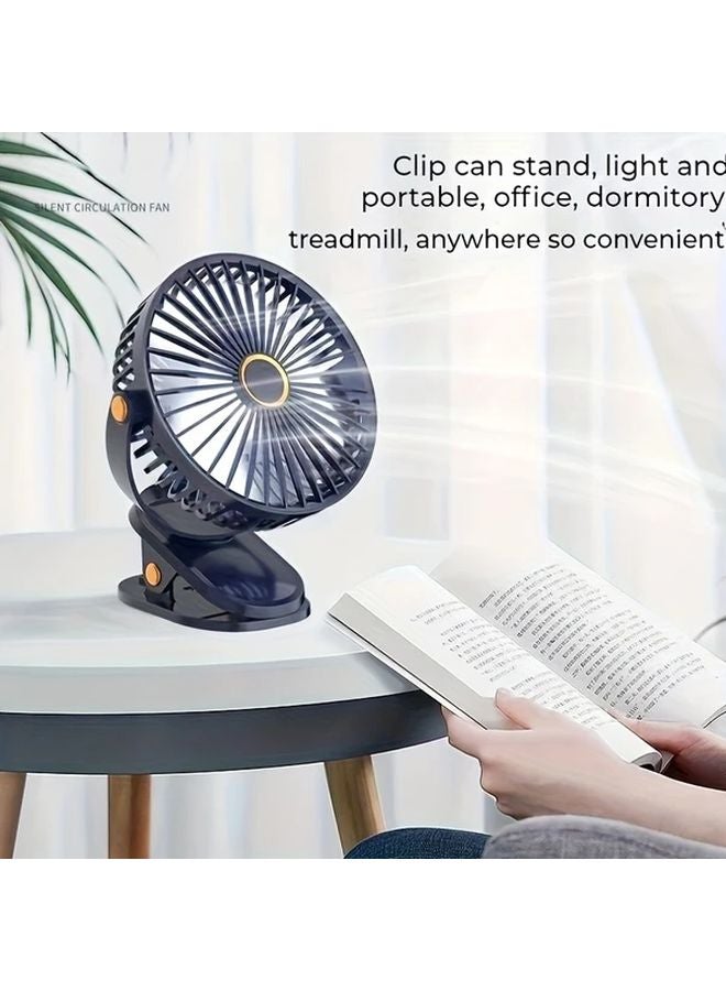 مروحة مكتبية محمولة قابلة للشد 360 درجة قابلة للتدوير 5 سرعات محرك أسود صامت شحن عبر USB - Image 5