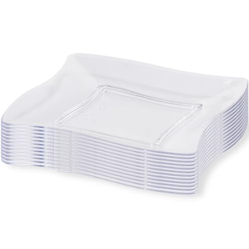 Blue Sky MiniWare Clear Wave Plate - 3"x3" Disposable (12 Pack) | Sturdy Transparent Plastic Dinnerware for Parties & Events - Image 3