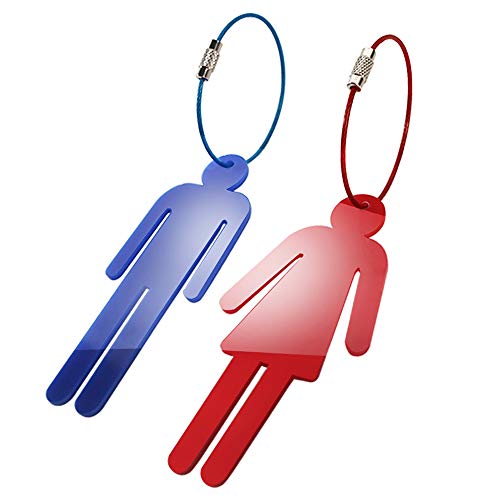 Saganizer Men Women Unisex Acrylic Restroom Dressing Room Keychains Tags - Perfect for designating Bathroom Keys at Office/School/Restaurant/Store/Classroom 2 Pack Protective Film Coating Remove Before Using - Image 1