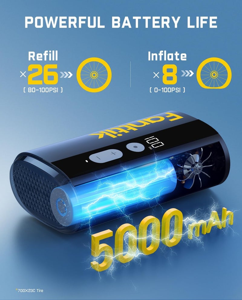 Fanttik X9 Ace Mini Bicycle Tire Pump - 150 PSI Electric Air Pump with Gauge for Presta and Schrader Valves - Image 3