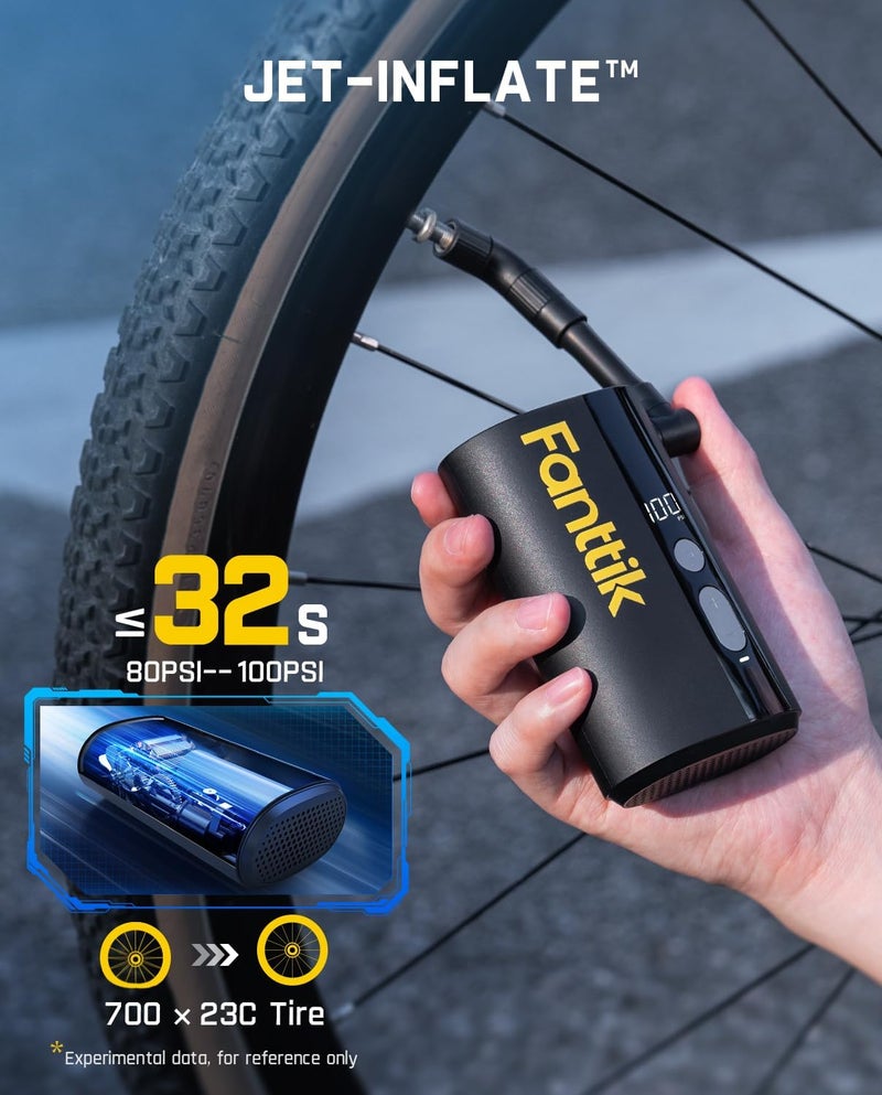 Fanttik X9 Ace Mini Bicycle Tire Pump - 150 PSI Electric Air Pump with Gauge for Presta and Schrader Valves - Image 4