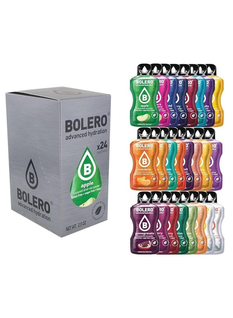 bolero Advanced Hydration Drink Packets Classic Sachets Sugar Free Water Flavoring Packets Calorie Free Powder Drink 9G Pack Of 24 Mixed Flavor - Image 1