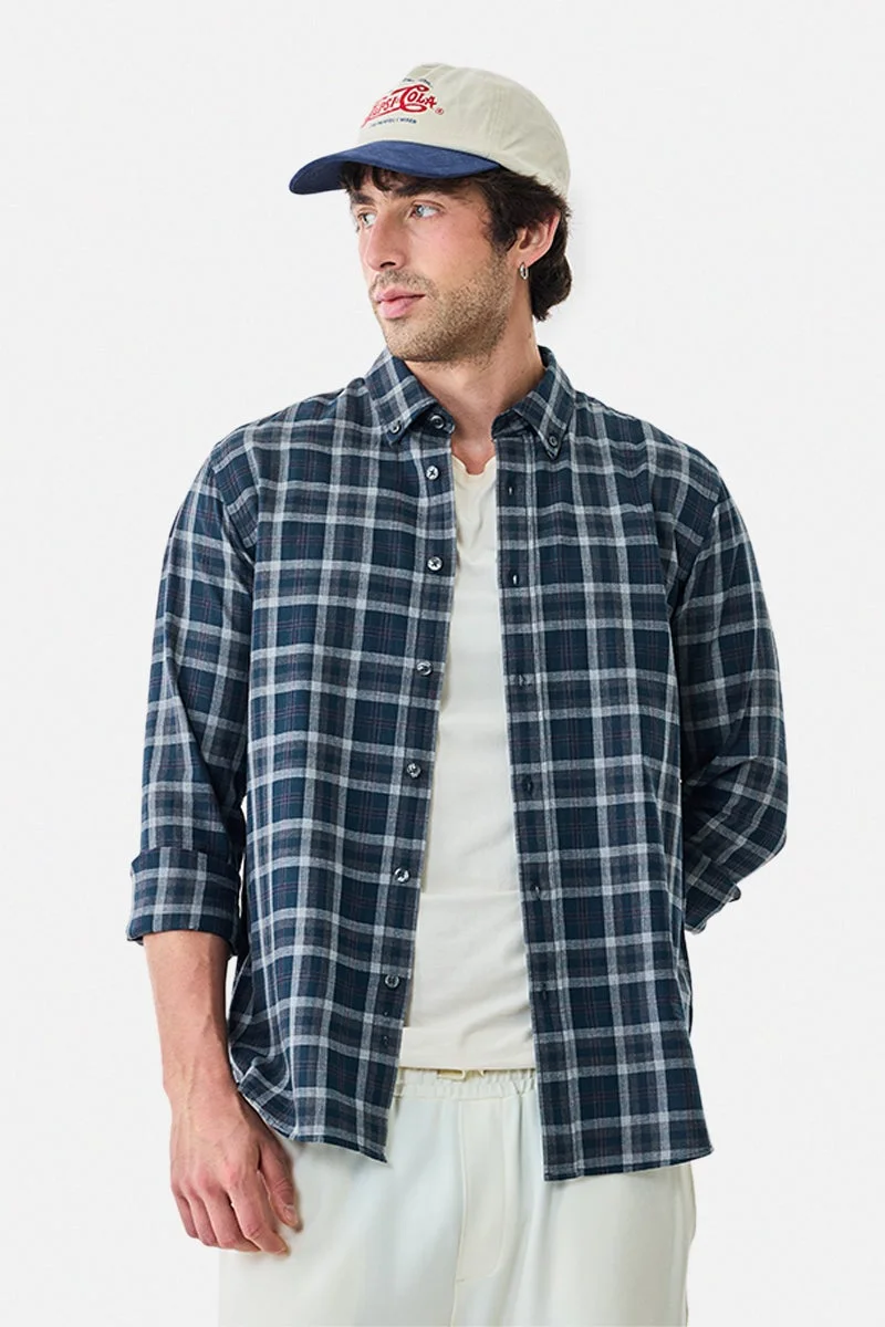 سنيتش قميص كاروهات قطن % بقصة ضيقة