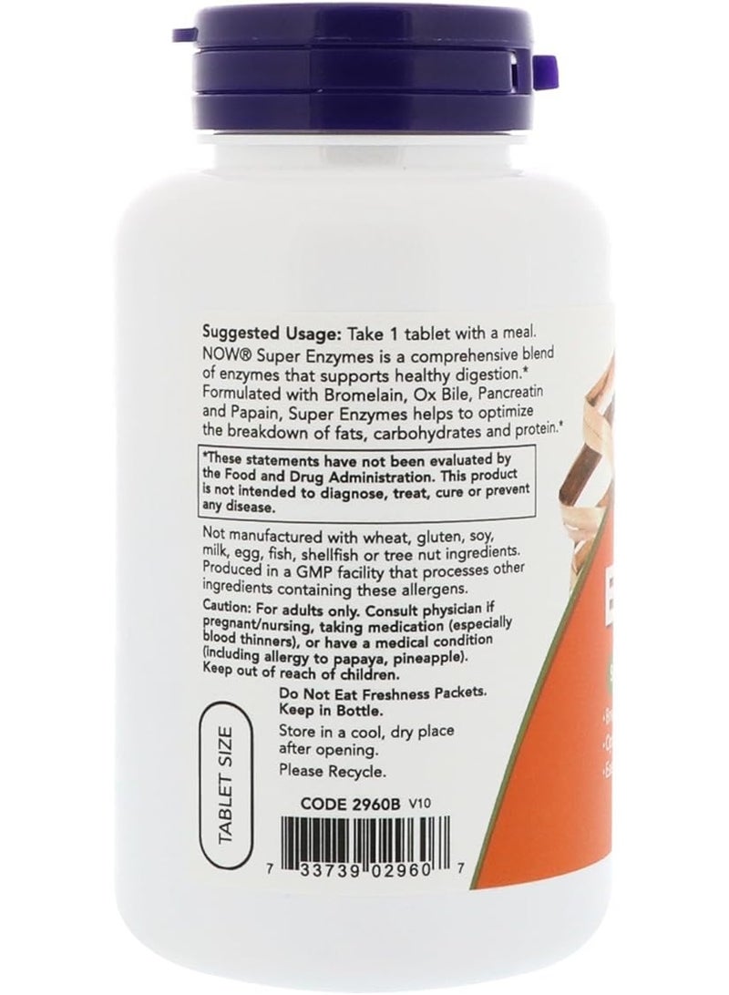 NOW Super Enzymes Digestive Enzyme Blend for Optimal Digestion & Nutrient Absorption – 90 Tablets - Image 2
