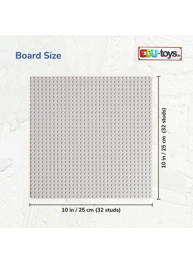 EduToys Plastic Base Plate Board For Building Blocks Bricks (10 X 10 Inches Grey) - Image 5