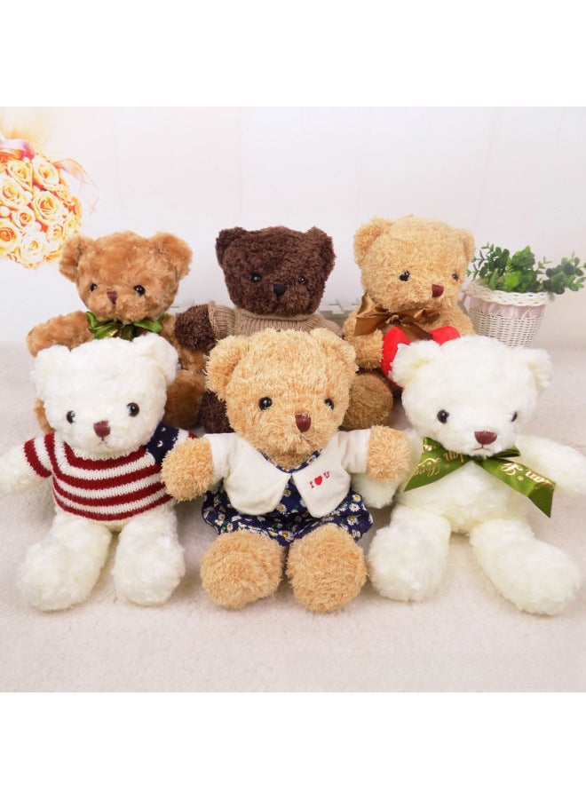 Vintage Sweater Bear Large Plush Toy Couple Teddy Doll Fabric Doll Gift Item Retro Clothing Bear Soft Stuffed Animal Toy-Color:Twisted Blue Striped Sweater-Height:38cm
