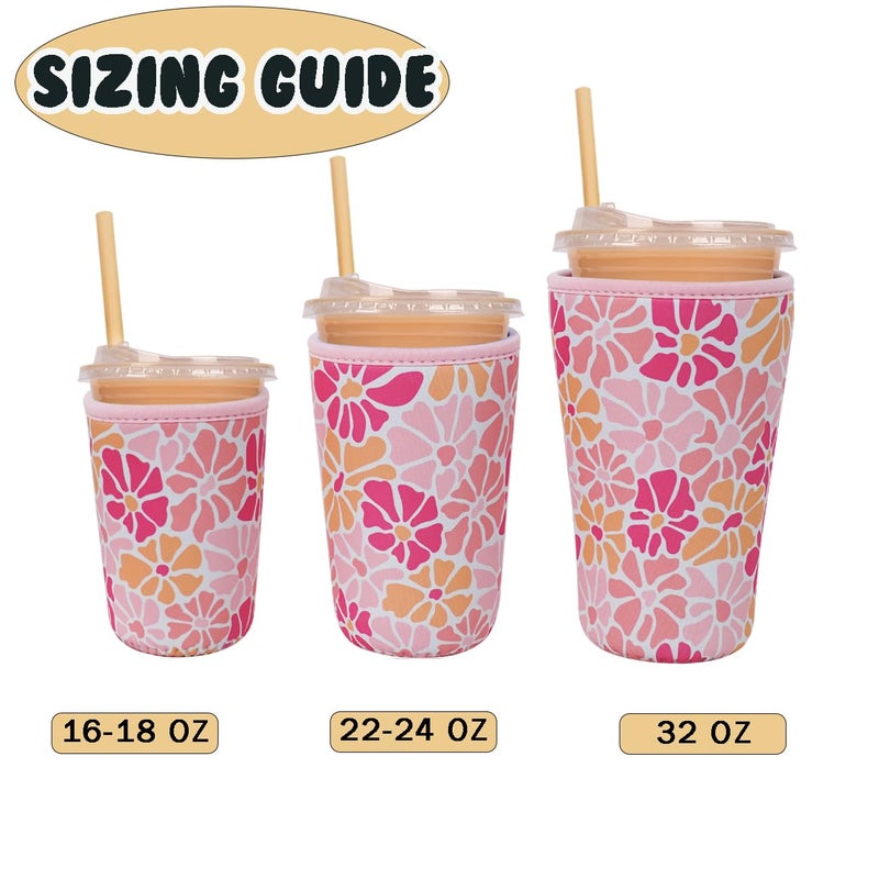 Haevola Reusable Insulated Neoprene Iced Coffee Cup Sleeve, Durable Drink Sleeve for Cold Beverages, Beverage Holder for Iced Coffee, Blush Petals - Image 5