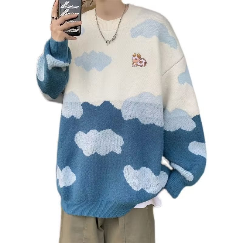 Casual Knit Sweater with Plush Clouds Unisex Upper White - Image 5