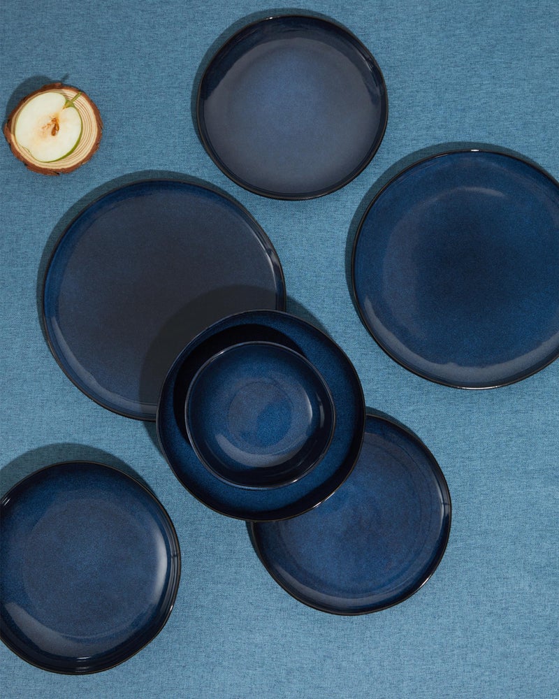 Pokini Ceramic Dinnerware Sets, Microwave Safe Plates and Bowls Sets, Kitchen Dishes Set for 4, Unbreakable & Dishwasher Safe Tableware, Everyday Use, Starry Blue - Image 3