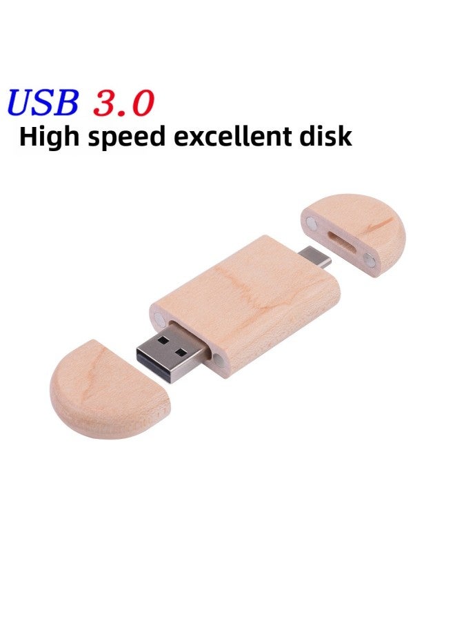 JASTER Wooden USB 3.0 USB Disk 128GB Large Capacity Mobile Phone USB Disk Creative Printable Engraving Graduation Gift-Colour:Maple Usb 3.0-Capacity:128GB - Image 1