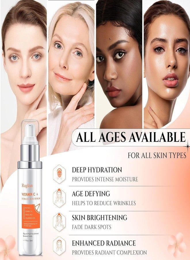 Ragkun Super Vitamin C 20% Serum for Women, Dark Spot Remover for Face, CE Ferulic Acid, Hyaluronic Acid, Retinol, Hydrate & Plump Skin Care Anti Aging Wrinkle Brightening Skincare -1 Fl Oz. - Image 4