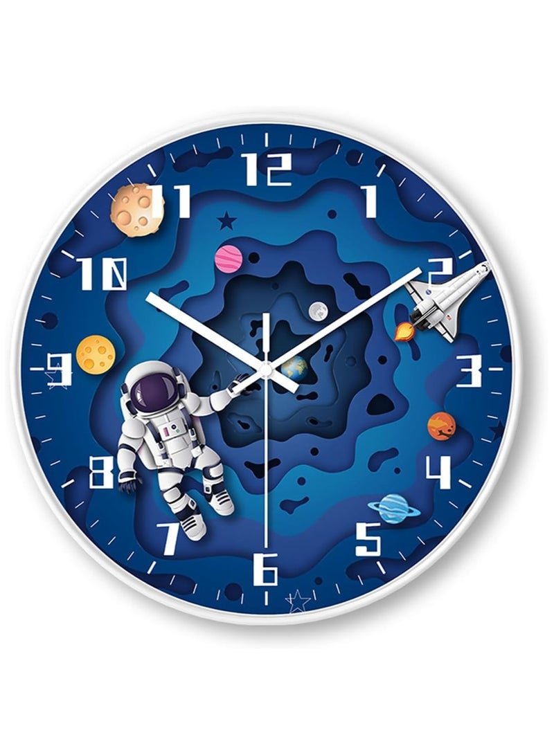 YelaJoy Wall Clock for Kids,Space Silent Creative Wall clock, Space Travel Themed,perated for Wall Clock for Classroom, Bedroom, Bathroom, Living Room, Restaurant, Children's Room,Kitchen - Image 1