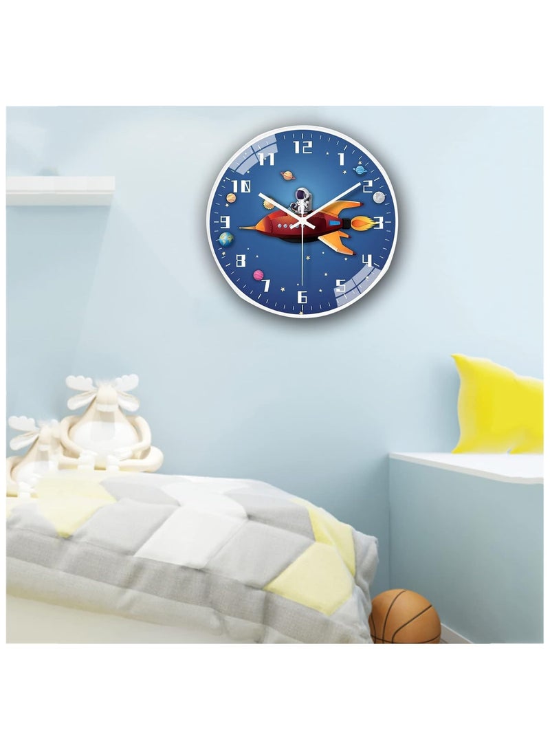 YelaJoy Wall Clock for Kids,Space Silent Creative Wall clock, Space Travel Themed,perated for Wall Clock for Classroom, Bedroom, Bathroom, Living Room, Restaurant, Children's Room,Kitchen - Image 4