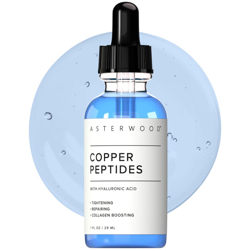 Asterwood سيروم أستروود للببتيدات النحاسية للوجه - مع GHK-Cu وحمض الهيالورونيك - سيروم مضاد للشيخوخة للوجه - 1 أونصة سائلة - Image 1