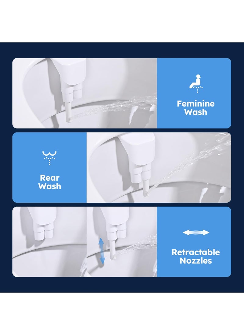 Excefore Bidet Attachment for Toilet, Non-Electric Retractable Self-Cleaning Nozzle for Existing Toilets, Ultra-Slim Bidets for Existing Toilets, Non-Electric, Adjustable Water Pressure (White) - Image 2