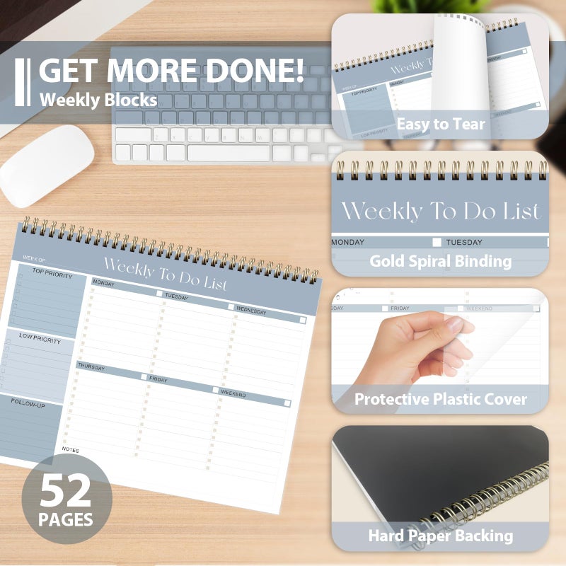 VALOME Weekly To Do List Notepad, Undated Planner with 52 Sheets (8.5''x11''), Desk Weekly Planner for Women & Man, Home School & Work - Image 5